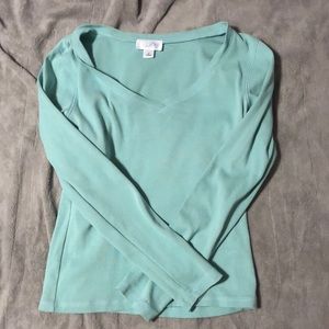 Teal long sleeve v neck Ann Taylor loft shirt